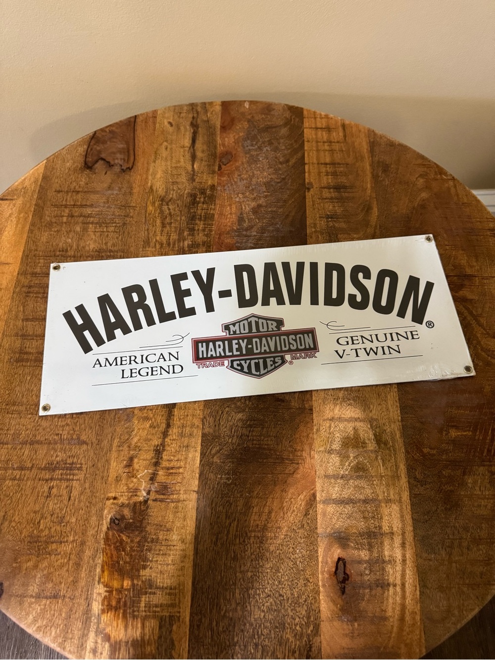 Harley-Davidson Black and White Logo Metal Plaque with Red Accent